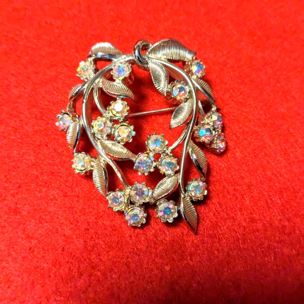 Vintage Brooch with AB rhinestones